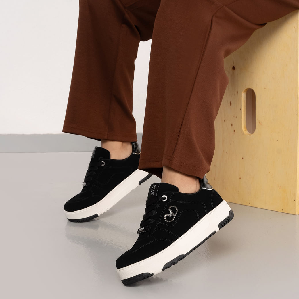 Via Marte Tenis Casual 287001-01 Preto_Preto_Prata Nobuck_Napa Trento_Specchio3